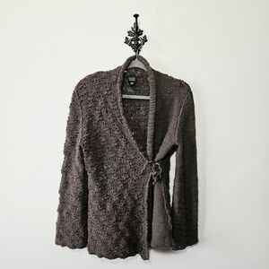 Eileen Fisher Wrap Cardigan Size S 100% Wool Open Knit Sweater